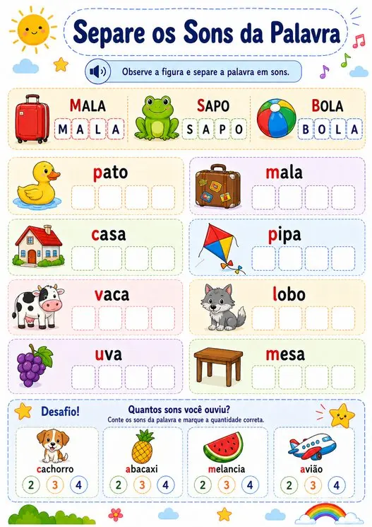 Separe os sons da palavra